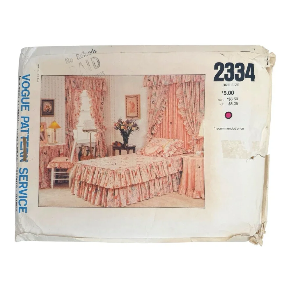 Vintage 1981 Vogue Sewing Pattern Girls Bedroom Package One-Size #2334